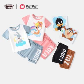 Looney Tunes 2pcs Baby Boy/Girl Short-sleeve Graphic Tee and Letter Print Shorts Set