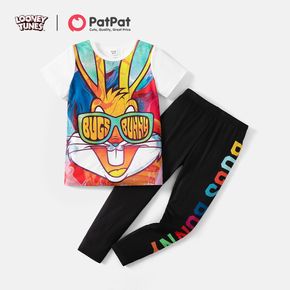 Looney Tunes 2pcs Kid Boy Painting Print Short-sleeve Tee and Black Pants Set