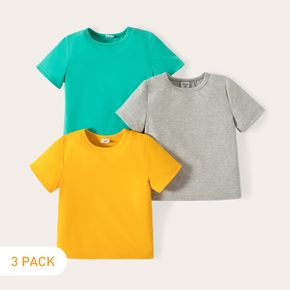 3-Pack Toddler Boy Casual Solid Color Short-sleeve Tee