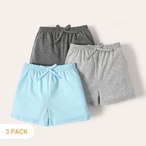 3-Pack Baby Boy Elasticized Waist Solid Shorts Set