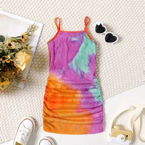 Toddler Girl Tie Dyed Color Block Sleeveless Colorful Sling Dress