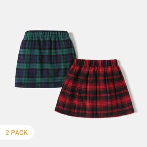 2-Pack Toddler Girl 100% Cotton Elasticized Plaid Skirt