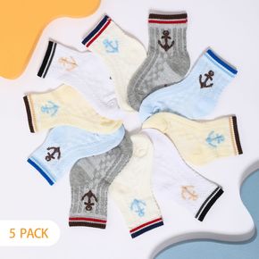 5-pairs Baby / Toddler / Kid Anchor Graphic Mesh Breathable Socks