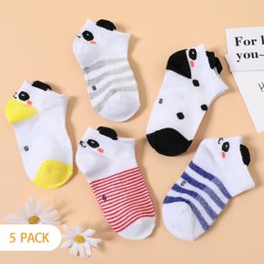 5-pairs Baby / Toddler / Kid Cartoon Pattern Mesh Panel Socks