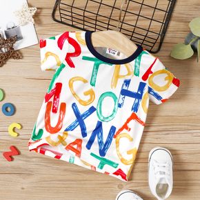 Baby Boy Allover Colorful Graffiti Letter Print Short-sleeve T-shirt