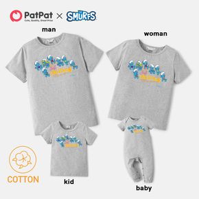 família smurfs combinando com camiseta de algodão arrepiante