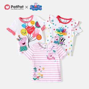 peppa pig t-shirt à manches courtes imprimé pois/rayures pour bébé fille