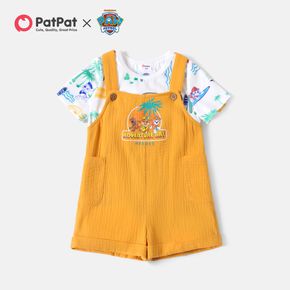 Paw Patrol 2-teiliges Kurzarm-T-Shirt für Kleinkinder mit Palmendruck und Overall-Set aus Krepp-Baumwolle