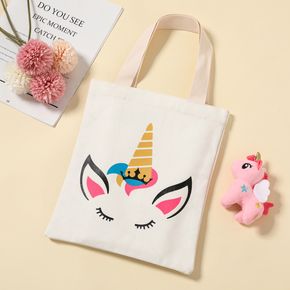 Kids Unicorn Print Canvas Shoulder Tote Bag Shopper Bag