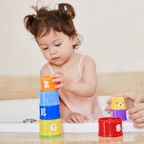 9-pcs Basics Stack & Roll Cups Stacked cups toy Rainbow Stacking Cups Early Learning Educational Plastic Cups Toddler Toy Gift