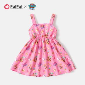 PAW Patrol Toddler Girl Allover Print Button Design Pink Tank Dress