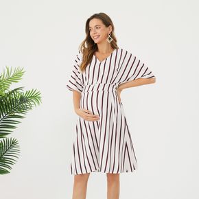 Maternity Stripe Short-sleeve Corset Dress