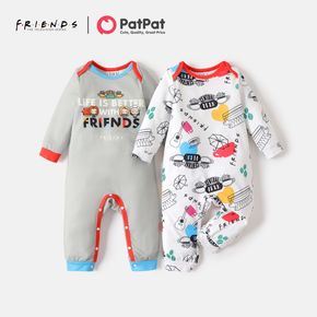 Friends Baby-Jungen-/Mädchen-Farbblock-Overall mit langen Ärmeln und Grafik