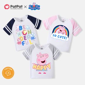 Peppa Pig Toddler Boy/Girl Colorblock Rainbow and Letter Print Cotton Tee