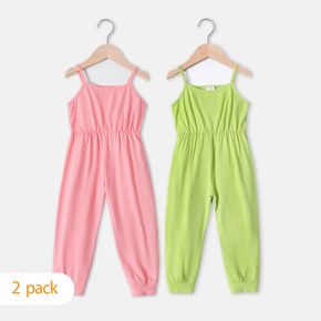 2-Pack Toddler Girl 100% Cotton Solid Color Slip Jumpsuits