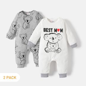 2er-Pack Baby-Jungen/Mädchen aus 95 % Baumwolle mit langen Ärmeln und Cartoon-Koala-Print