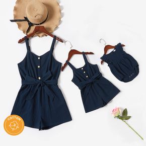 100% Cotton Solid Color Matching Navy Sling Shorts Rompers
