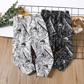 Toddler Boy Casual Allover Letter Print Elasticized Pants