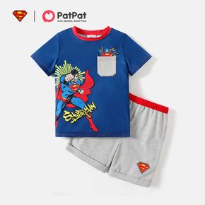 Superman 2pcs Kid Boy Pocket Design Short-sleeve Tee and Elasticized Shorts Set