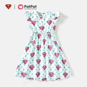 Superman Kid Girl Polka dots Flutter-sleeve Dress