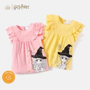 Harry Potter Kid Girl Crêpe-T-Shirt aus 100 % Baumwolle mit Rüschen und flatternden Ärmeln