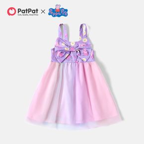 Peppa Pig Toddler Girl Bowknot Design Mesh Splice Slip Dress