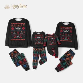 Harry Potter Family Matching Hogwarts Black Top and Allover Pants Pajamas Sets