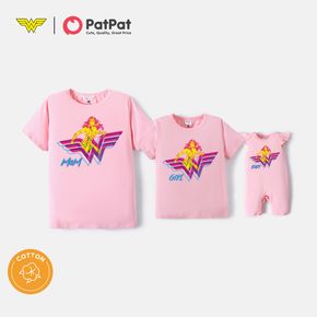 Wonder Woman Mommy and Me 100% Cotton Pink Graphic Short-sleeve T-shirts