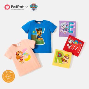 T-shirt in cotone a maniche corte con stampa di lettere da ragazzo e bambino di paw patrol
