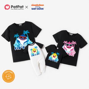 Baby Shark Family Matching Black Graphic Short-sleeve Cotton T-shirts