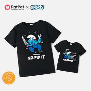 Smurfs 'Broke and Fix' Letter Print Cotton Tees for Daddy and Me
