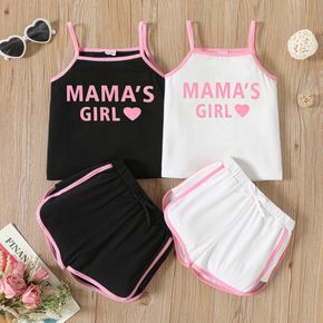 2pcs Toddler Girl Letter Print Camisole and Dolphin Shorts Set