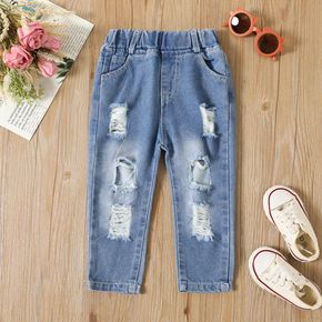 Toddler Girl Casual Blue Ripped Denim Jeans