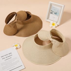 Back Bow Decor Straw Visor Hat for Mom and Me
