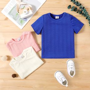 Einfarbiges Kurzarm-T-Shirt für Jungen/Mädchen
