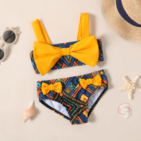 2pcs Baby Girl Bow Front Boho Style Bikini Set Swimsuit