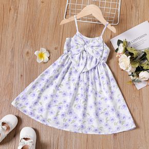 Toddler Girl Floral Allover Bow Decor Sleeveless Sling Dress