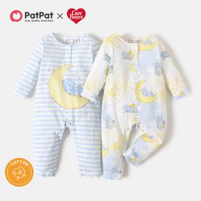 Care Bears Baby Boy/Girl 100% Cotton Long-sleeve Bear & Moon Print Jumpsuit