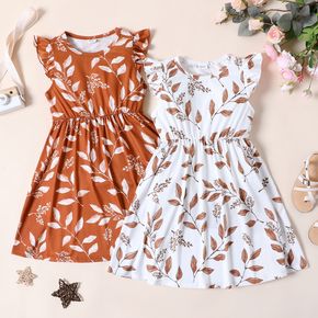 Kleid mit Blumenblättern und Flatterärmeln für Kinder und Mädchen