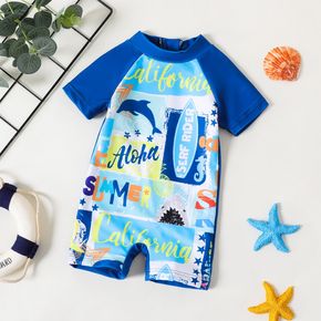 Baby Boy Sea Animals Theme Graphic Raglan-sleeve One-Piece Swimsuit
