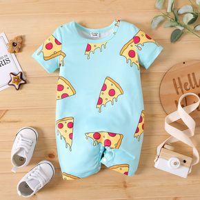 Baby Boy/Girl Allover Pizza Print Short-sleeve Romper