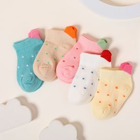 5-pairs Baby / Toddler / Kid Dots Pattern Mesh Breathable Socks