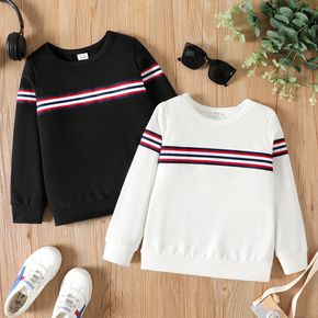 Kid Boy Casual Striped Black/White Pullover Sweatshirt
