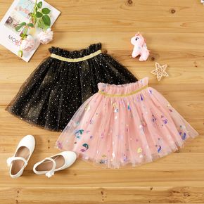 Kid Girl Glitter Design Mesh Skirt