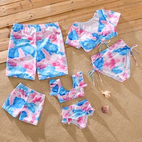 Family Matching Colorful Tie Dye Drawstring Two-Piece Swimsuit and Swim Trunks Shorts
