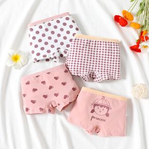 Toddler Girl Polka dots/Plaid/Heart Print/Cartoon Print Boxer Briefs Underwear