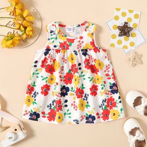 Baby Girl All Over Colorful Floral Print Tank Dress