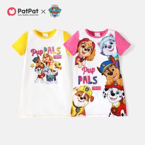 Paw Patrol Kurzarm-Baumwollkleid mit Buchstabendruck für Kleinkinder in Blockfarben
