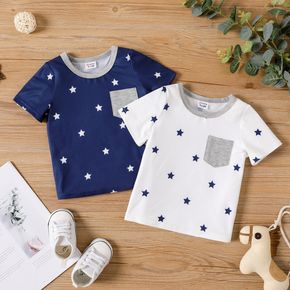 Baby Boy Allover Stars Print Round Neck  Short-sleeve T-shirt