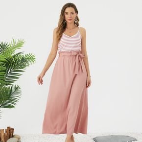 Maternity Striped Panel Belted Cami Dress